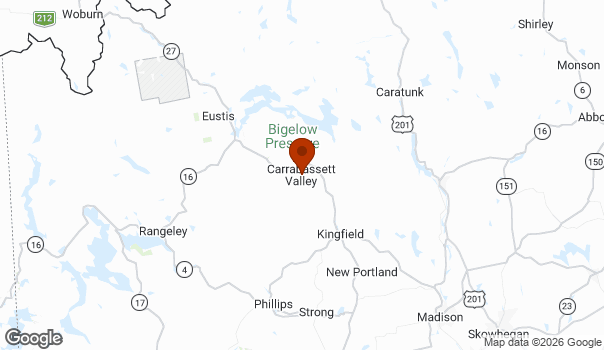 Map showing Carrabassett Valley