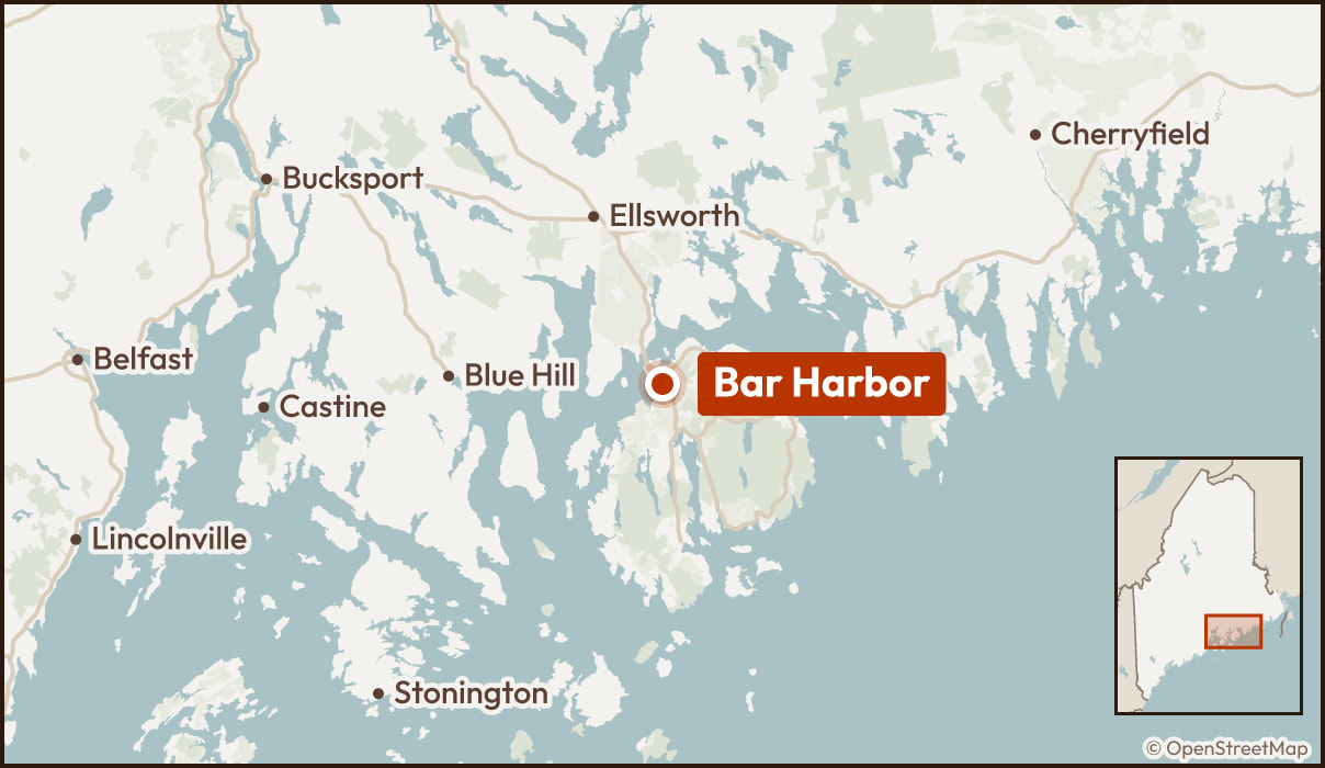 Map showing Bar Harbor